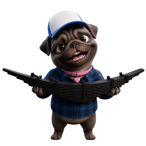 Mascote Zara da CMS segurando um Feixe de Mola basculante